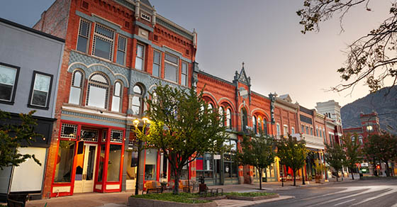 ProvoUtahUsaDowntownOnCenterStreetAtDusk